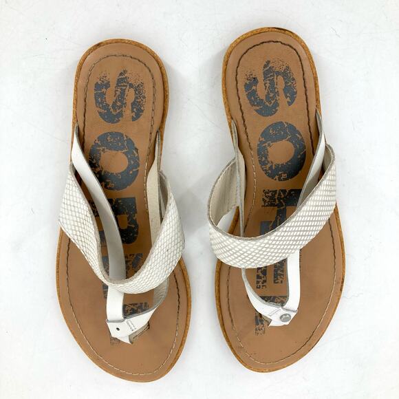 Sorel Womens White Leather Thong Flat Sandal (US size 5) - Picture 3 of 6